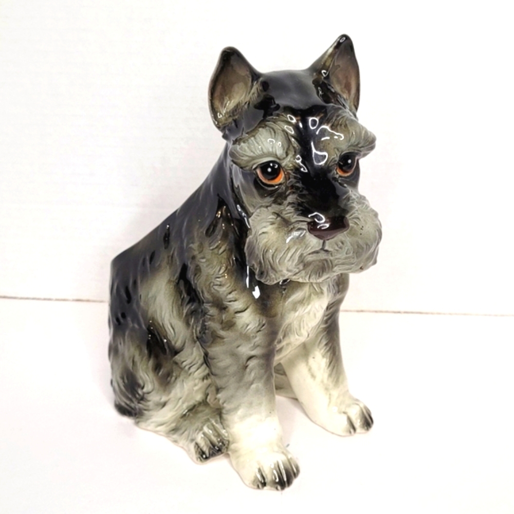Schnauzer Terrier Dog Vintage Ceramic Planter Vase Japan Mold Relpo 1895 - Picture 3 of 14